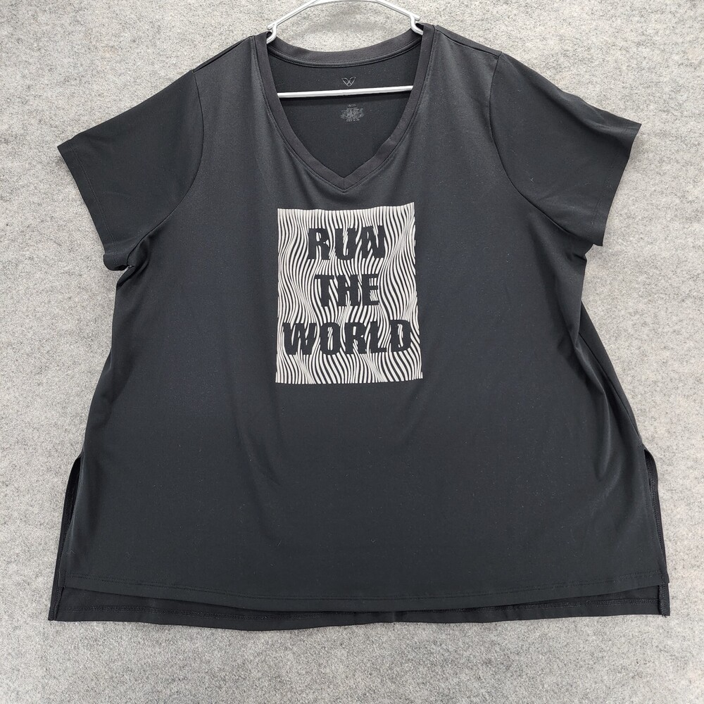 LIVI Active Shirt Womens 18/20 Short Sleeve V Neck Black